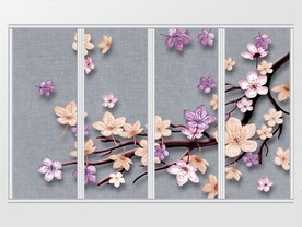 梅花花朵奢华优雅移门