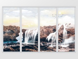 新中式大理石纹山水移门