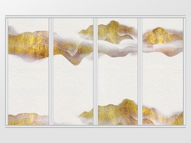 新中式金箔抽象山水意境山水移门
