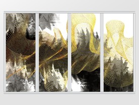 新中式水墨烟雾金箔移门