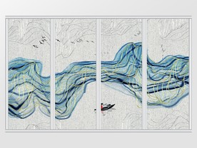 中式新中式抽象山水意境移门