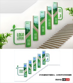 绿色企业楼梯文化墙