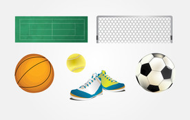 足球羽毛球篮球场地球网矢量素材