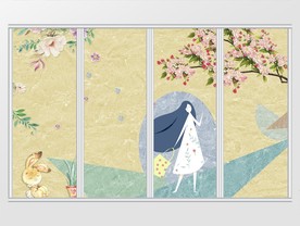 北欧简约卡通可爱移门