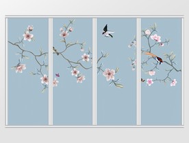 工笔手绘花鸟中式移门