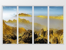 金色金箔抽象山水移门