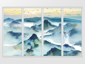 水墨风景山水移门