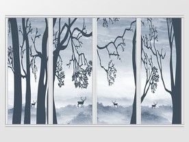 新中式森林印象抽象山水移门