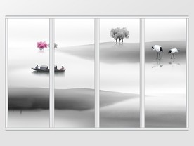 新中式山水创意风景移门