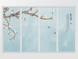 新中式玉兰手绘工笔移门