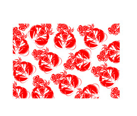 小龙虾红色背景矢量图无限拼接纸