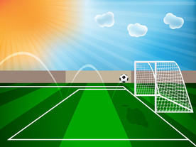 足球场卡通世界杯进球素材矢量