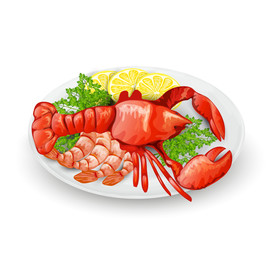 手绘卡通形象龙虾插画设计