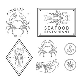 手绘简笔画风格海鲜插画设计