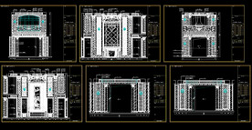 欧式客厅墙面立面CAD图