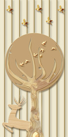 抽象树木麋鹿玄关装饰画