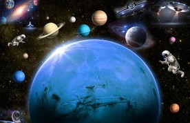 太空宇宙星空3D立体壁画吊顶图