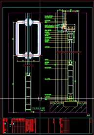 带大拉手的不锈钢地弹门节点图
