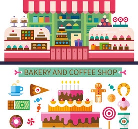 蛋糕店矢量插画