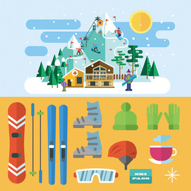 高山滑雪矢量插画