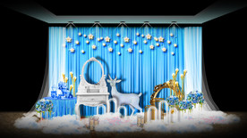 蓝色星空主题婚礼迎宾区