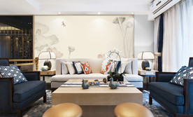 中式沙发墙纸样机