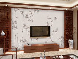 现代中式电视墙样机