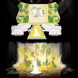 香槟金热带森林系韩式简约婚礼