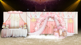 粉白色婚礼迎宾签到区