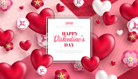 创意立体质感爱心情人节