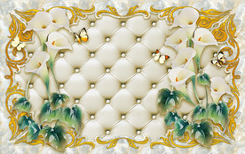 欧式百合软包背景墙