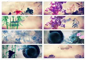 彩色水墨风格LED大屏幕视频