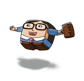 手绘方形工薪男