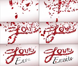 玫瑰花瓣组成表白文字AE模板