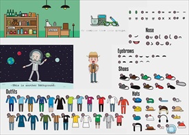 轮廓线描样式的解说工具包模板