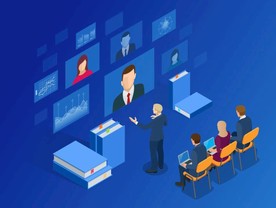 多人在线视频会议商务办公插画