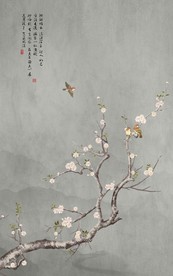 高清分层玉兰花鸟装饰画背景