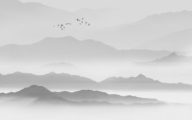 大型新中式水墨山水背景
