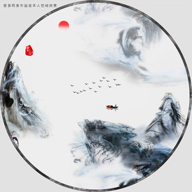 唯美水墨山水画装饰画