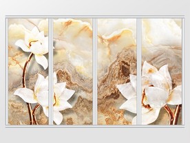 立体荷花大理石纹移门