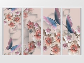 3D蝴蝶花卉移门