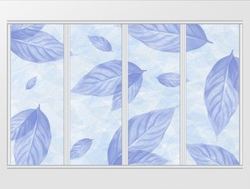 现代典雅唯美蓝色水彩植物移门