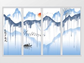 新中式山水风景移门