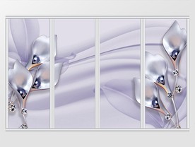 立体紫色百合珠宝钻石移门