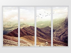 大理石纹山水日出移门