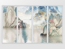 大理石秀丽山河移门