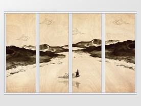 新中式水墨诗意小船移门