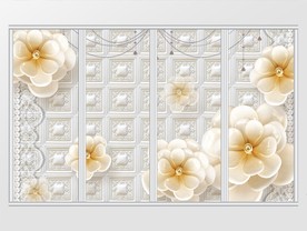 3d立体珠宝花朵移门