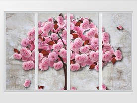 浪漫粉色樱花树移门