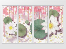 现代唯美荷花移门